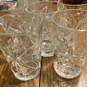Vintage Star of David Anchor Hockey Clear Glass 6 Juice Glasses